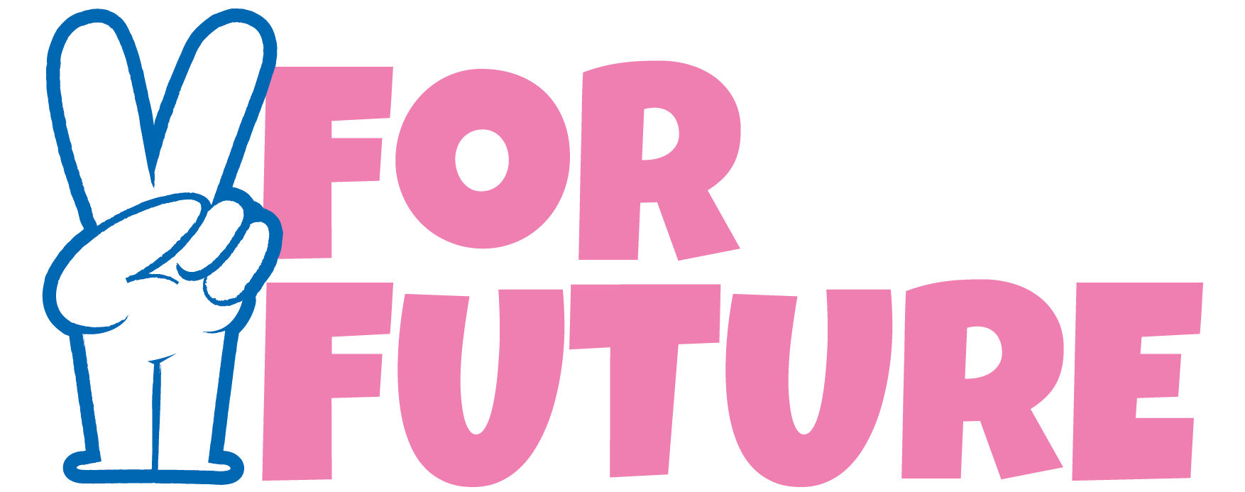 V for Future logo met een handje dat de V uitbeelt.